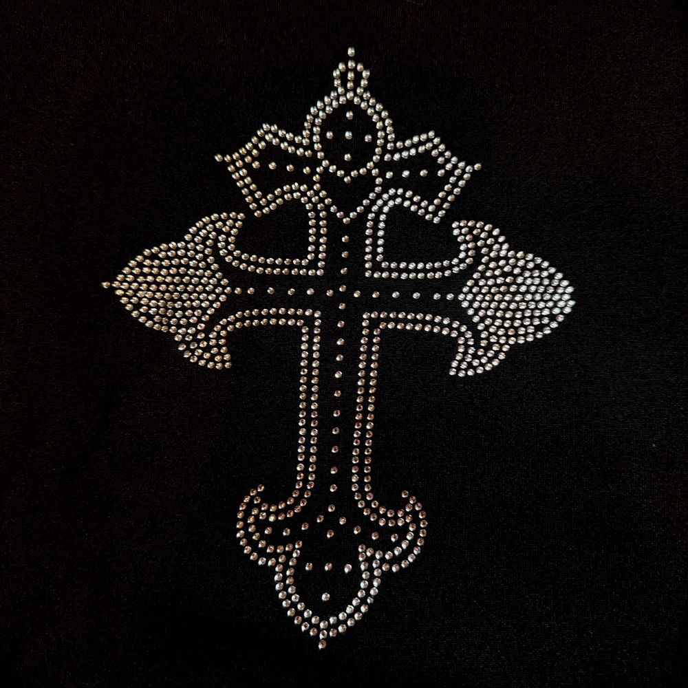Y2K Black and silver rhinestone cross tank top